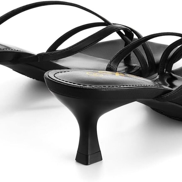 Women's Strappy Kitten Heels Low Open Toe Sandals for Party and Dress - Picture 5 of 6